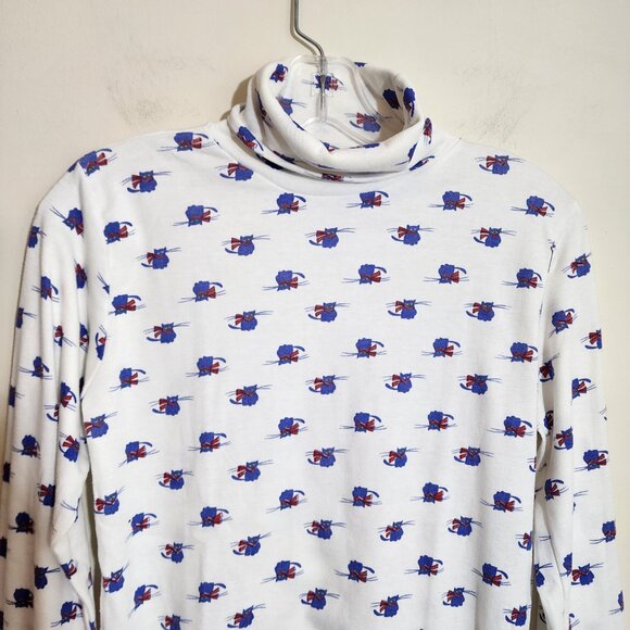 Vintage Cutty Rock Purple cat with red scarf print turtleneck woman's size small - Picture 8 of 11